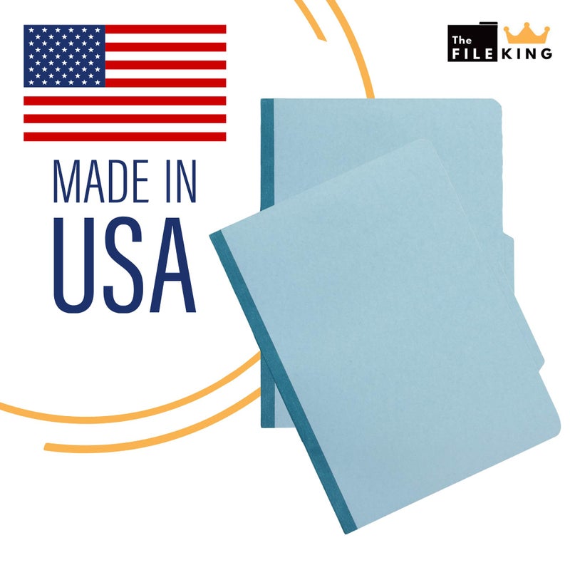 The File King Pressboard Classification Pale Blue Partition File Folder | Legal Size - Box of 10 | Two Dividers | Six 2â€ Durable Fastener Prongs | 2/5 Cut Top Tab | 2â€ Expansion - Image 5